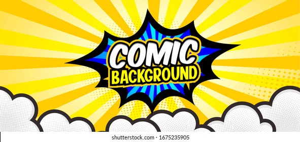 pop art comic background isolated on yellow