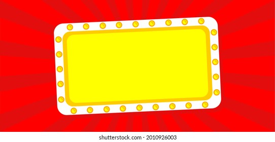 Pop Art Comic Background With Light Board. Cartoon Vector Illustration On Red