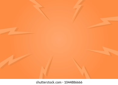 Pop art comic background lightning blast halftone dots. Cartoon Vector Illustration on orange 