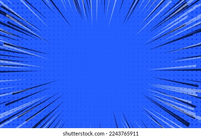 Pop art comic background lightning blast . Cartoon Illustration on blue