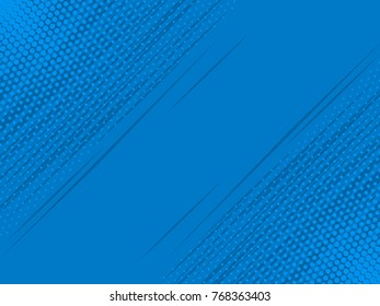 Pop art comic background lightning blast halftone dots. Cartoon Vector Illustration on blue