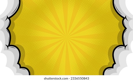 pop art comic background with rays and cloud computing vector illustration on yellow