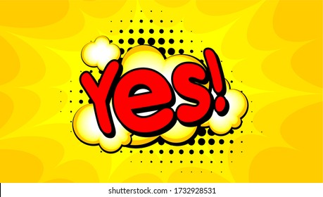 pop art comic background with speech bubble text and dotted vector on yellow