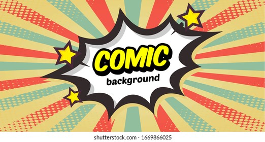 Pop art comic background with star. Cartoon Vector Illustration 