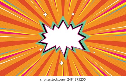 Pop Art Comic Hintergrund mit Stern. Cartoon Vektorillustration auf Orange