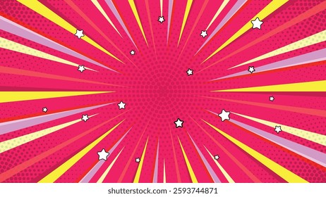 Pop art comic background with star. Cartoon Vector Illustration on pink