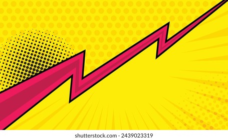 Pop art comic background with thunder flash. yellow comic design with thunder background, comic illustration in pop art style