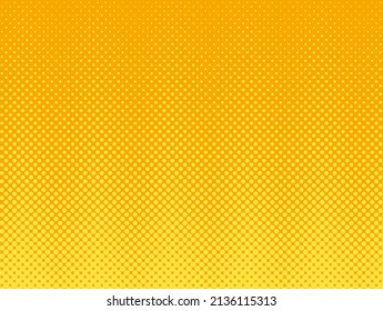 Pop art comic background. Yellow dotted print. Halftone pattern. Geometric duotone banner. Cartoon vintage print. Anime gradient design. Monochrome superhero backdrop. Vector illustration