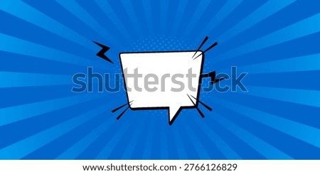 Pop art comic blue background with halftone, rays, gradient. Vector cartoon illustration in retro style. Design for comic book, poster, banner