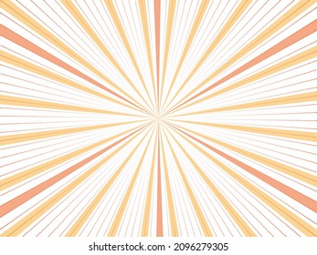 Pop art, comic book, carton illustration. Gradient rays and dotted lines, shades of yellow, orange. Retro starburst effect, stripes. Transparent background. Vector, eps 10.