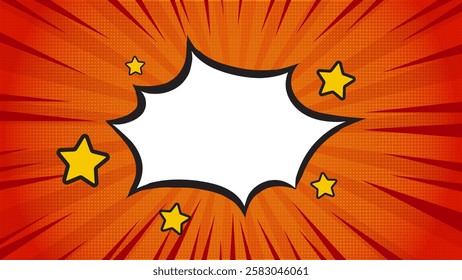 Pop art comic book cartoon magazine cover. Cute cartoon retro strip pattern mock up. Vector halftone illustration. Vintage background for comic superhero text, speech bubble, message.
