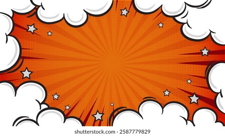 Pop art comic book cartoon magazine cover. Cute cartoon retro strip pattern. Vector halftone illustration. Vintage background for comic superhero text, speech bubble, message.