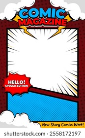 pop art comic book magazine template vector