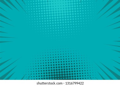 Diseño de portada de historietas de arte pop. Explosión, cómics aislados de estilo retro con fondo azul radial. Marco de fondo de semitonos.