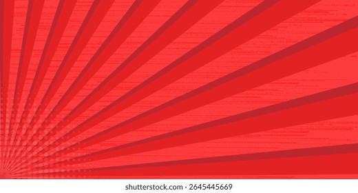 Diseño de portada de tira de cómic de arte Pop. Explosión, fondo rojo radial de cómics de estilo retro aislados. Marco de fondo de color semitono.