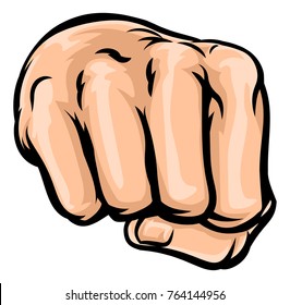 A pop art comic book style cartoon hand in a fist