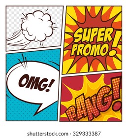 Pop art comic bubbles design, vector illustration