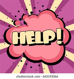 Pop art comic bubbles design. Vector illustration. Help!