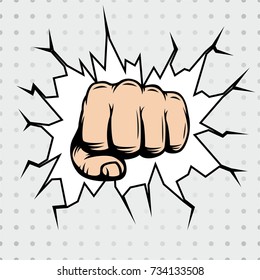 Pop art comic bubbles design. Vector illustration. Vintage Pop Art Punching Fist.