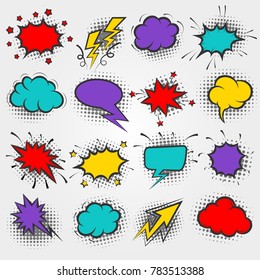 Pop art comic bubbles. Vector cartoon speech banner elements or comic text frames