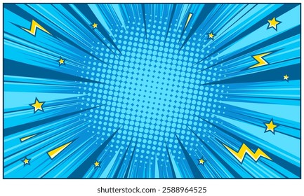 Pop art comic cartoon in blue background