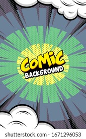 pop art comic cloud bubble. Funny speech bubble. Trendy Colorful retro vintage background in pop art retro comic style. Illustration easy editable 