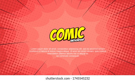 pop art comic cloud bubble. Funny speech bubble. Trendy Colorful retro vintage background in pop art retro comic style. Illustration easy editable 