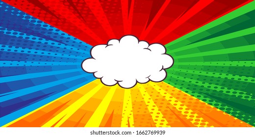 Pop art comic colorful background . Cartoon Vector Illustration on yellow, red, green and orange