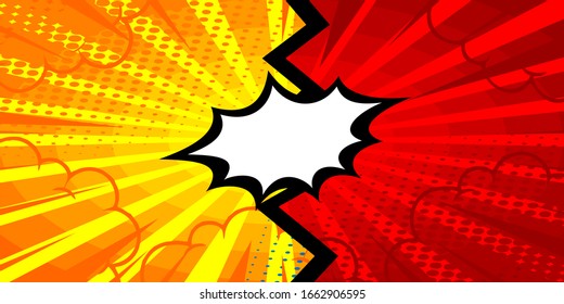 Pop Art comic colorful background. Cartoon Vector Illustration on red and yellow