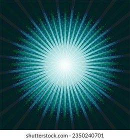 Pop art comic dark green-blue background with rays and halftone dots, vector illustration, retro artistic backdrop, beautiful design element