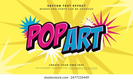 Pop art comic design text effect, vector editable vintage graphic style