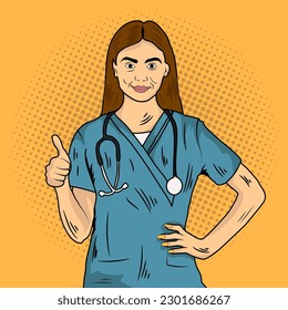 Pop Art Comic Doctor Vector Stock Illustration