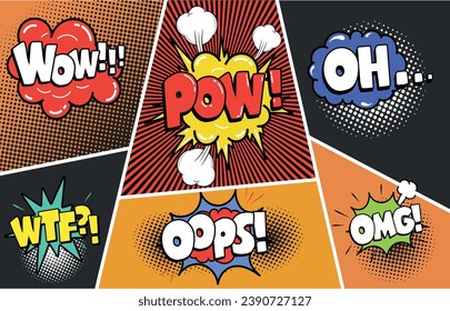  Pop Art Comic Doodle Speech Bubble  Cartoon Background Pro Vector 