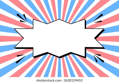Pop Art Comic Explosion Background with Red and Blue Rays.