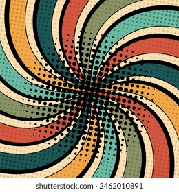 Pop art comic fast speed lines. Radial colored lightning directed to the center of the screen.