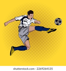 Pop Art Comic Football Player, Pop Art Soccer Player Vector Stock Illustration