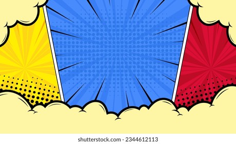 fondo de cuadro de arte pop con nube de dibujos animados 