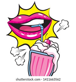 pop art comic lips cartoon
