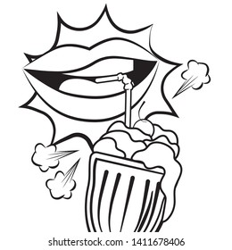 pop art comic lips cartoon