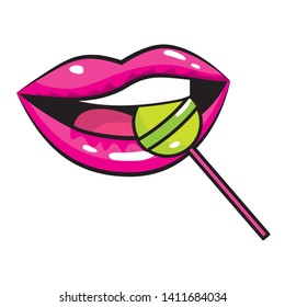 pop art comic lips cartoon