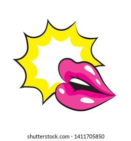 pop art comic lips cartoon