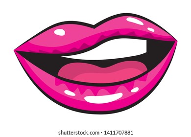 pop art comic lips cartoon