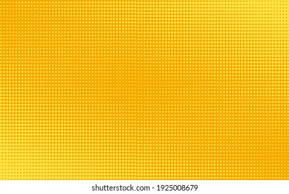 Pop art comic pattern. Halftone dotted background. Yellow print with circles. Cartoon vintage texture. Vector illustration. Geometric duotone banner with half tone effect.
