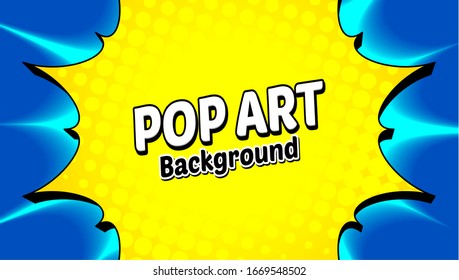 Dibujo gráfico pop Burbuja de palabras cómicas con texto de expresión. Dibujo dinámico de dibujos animados con un estilo de arte pop retro con un fondo de medio tono 