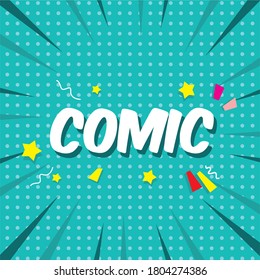 Pop Art COMIC speech bubble on BLUE DOT BACKGROUND. Vector colorful illustration 