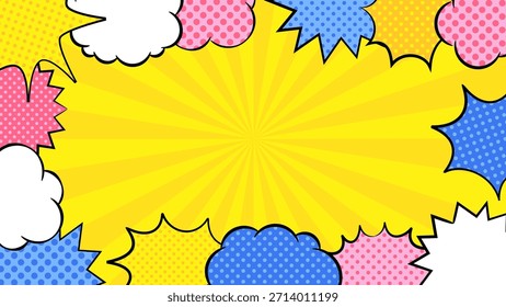 Pop Art Comic Speech Bubble Speed Lines Background.