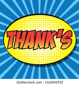 Pop art comic speech bubbles with 'thank's' text. vector illustration