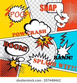 Pop art  comic speech bubbles retro design vector illustration