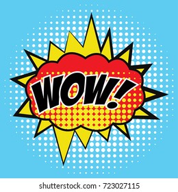 Pop art comic speech bubbles with 'wow' text. vector illustration