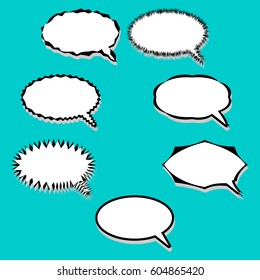 Pop art comic speech or thought bubbles set, word balloons, isolated on white background